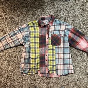 Urban Outfitters BDG Kaden Mixed Plaid Button down Flannel Size Large